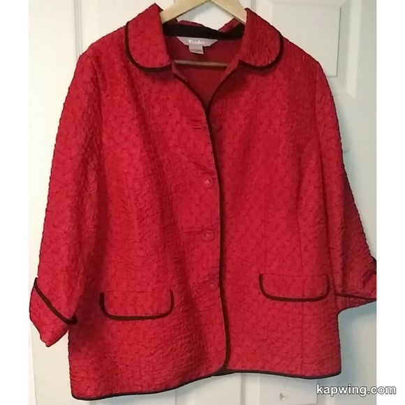 TanJay Red and Black Trim Size 16 Blazer Jacket - Picture 1 of 6